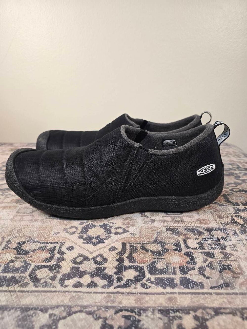 Keen Howser II Quilted Fleece Lined Black Slip On Comfort Shoes Mens Size 14